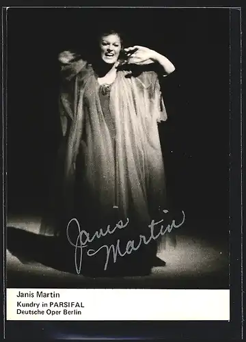 AK Opernsängerin Janis Martin als Kundry in Parsifal, mit original Autograph