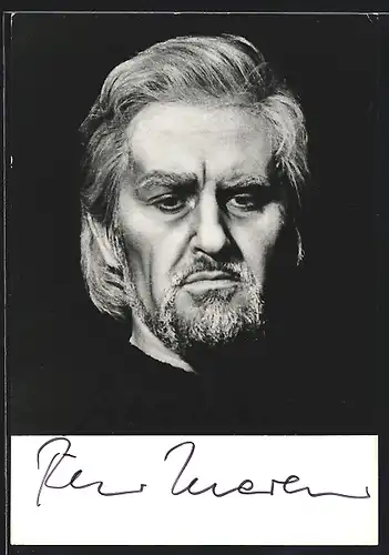 AK Opernsänger Peter Meven mit grimmigem Blick, mit original Autograph