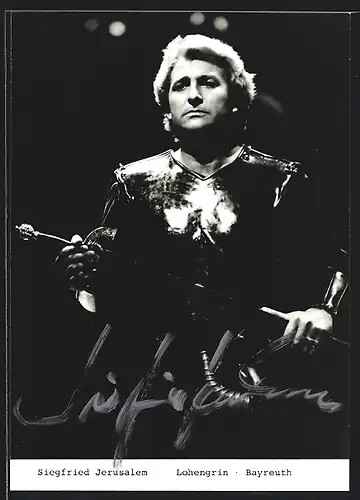 AK Opernsänger Siegfried Jerusalem als Lohengrin im Kostüm, mit original Autograph