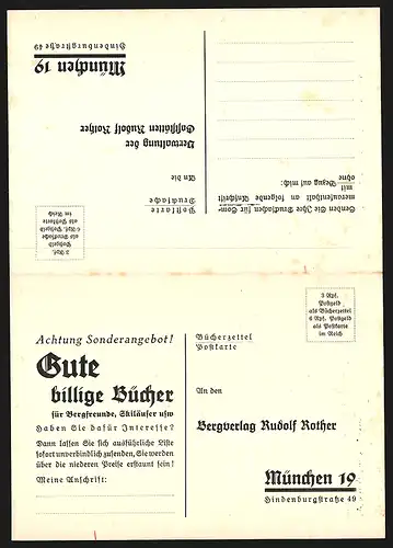 Klapp-AK München, Bergverlag Rudolf Rother, Hindenburgstrasse 49