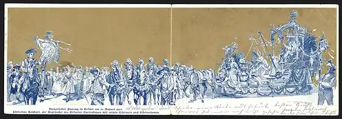 Klapp-AK Erfurt, Historischer Festzug am 21.8.1902, C. Reichart mit seinen Gärtnern und Gärtnerinnen