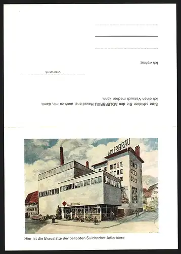 Klapp-AK Sulzbach /Murr, Adlerbrauerei Neff OHG, Brauerei-Werbung, Darstellung der Brauerei