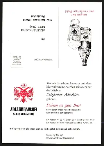 Klapp-AK Sulzbach /Murr, Adlerbrauerei Neff OHG, Brauerei-Werbung, Darstellung der Brauerei