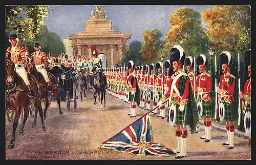 AK The Gordon Highlanders, Schottische Soldaten bei einer Parade