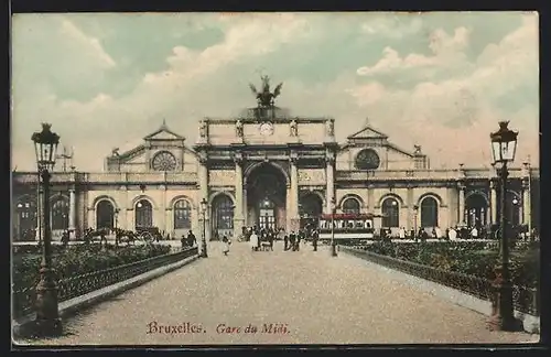 AK Bruxelles, Bahnhof Gare du Midi mit Anlagen