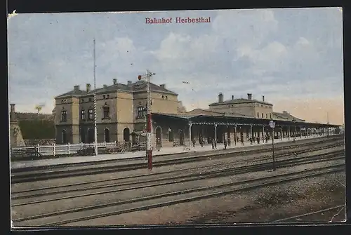 AK Herbesthal, Bahnhof mit Bahnsteig