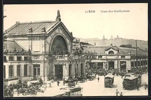 AK Liége, Gare des Guillemins, Strassenbahnen