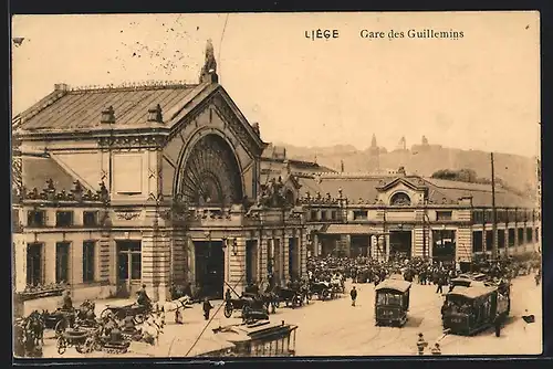 AK Liége, Gare des Guillemins, Strassenbahn