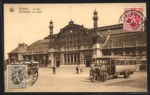 AK Malines, Vues sur la Gare