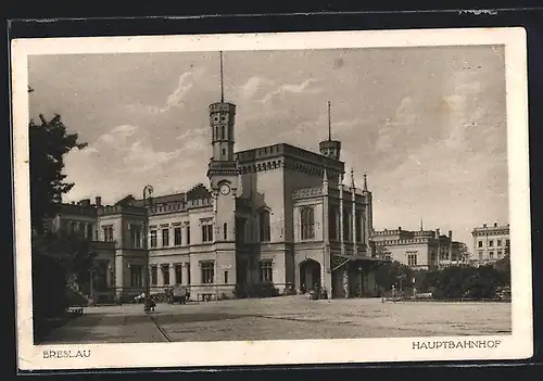 AK Breslau, Hauptbahnhof mit Platz