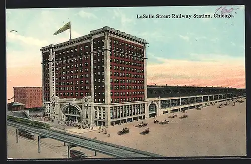 AK Chicago, IL, LaSalle Street Railway Station, Bahnhof