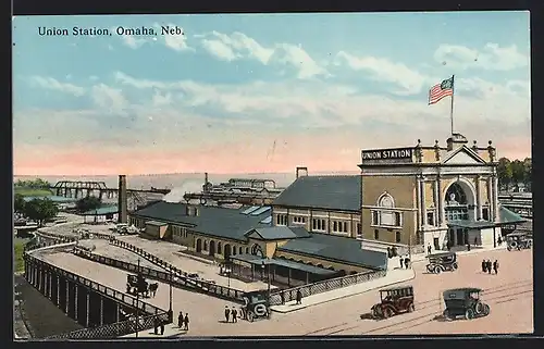 AK Omaha, NE, Union Station, Bahnhof