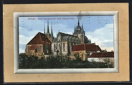 AK Erfurt, Dom und Severikirche von Südwesten