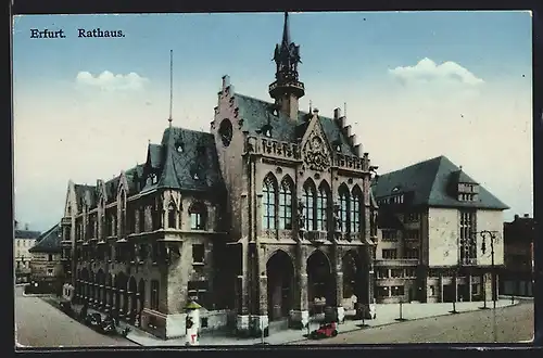 AK Erfurt, Rathaus mit Litfasssäule