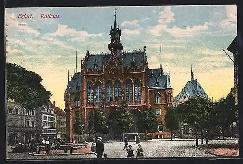 AK Erfurt, Rathaus mit Denkmal