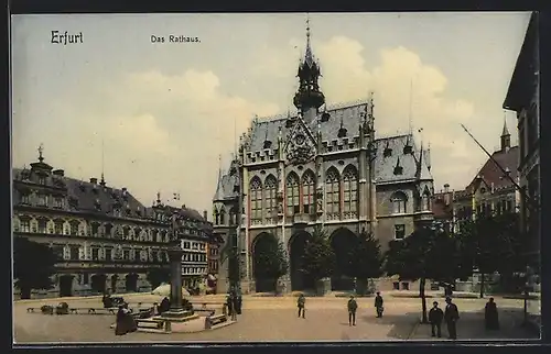 AK Erfurt, Rathaus mit Denkmal