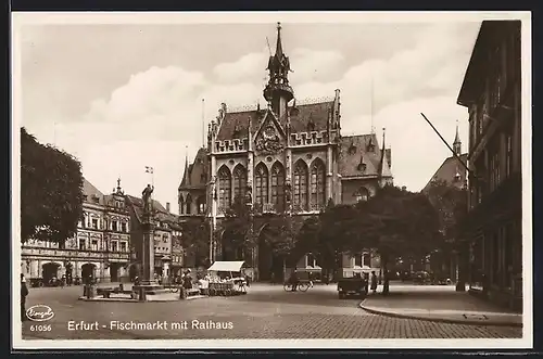 AK Erfurt, Fischmarkt mit Rathaus