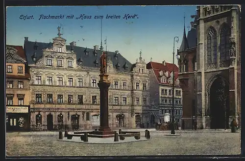 AK Erfurt, Fischmarkt mit Haus zum breiten Herd