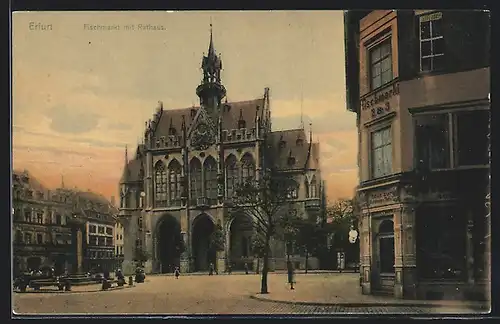 AK Erfurt, Fischmarkt mit Rathaus