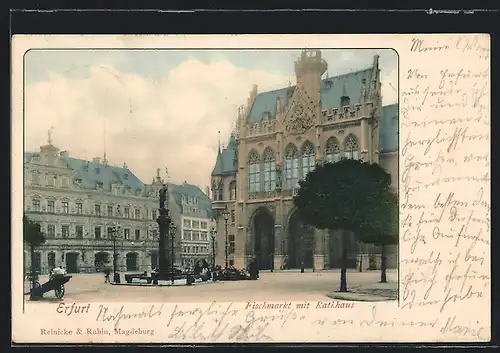 AK Erfurt, Fischmarkt mit Rathhaus