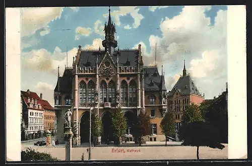 AK Erfurt, Rathaus mit Denkmal