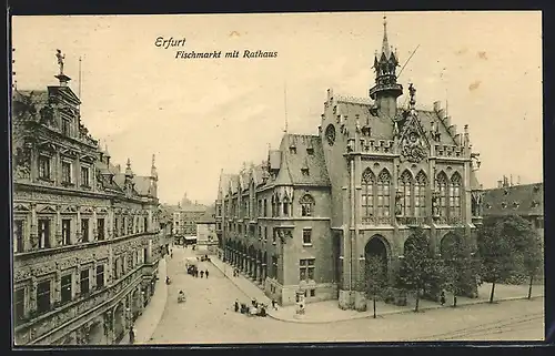 AK Erfurt, Fischmarkt mit Rathaus