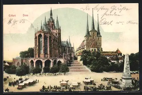 AK Erfurt, Dom mit Denkmal