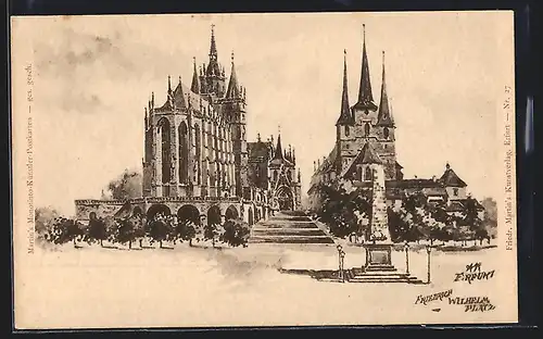 AK Erfurt, Friedrich Wilhelmplatz mit dem Dom