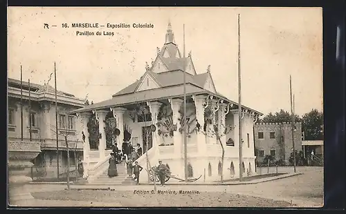 AK Marseille, Exposition Coloniale, Pavillon du Laos