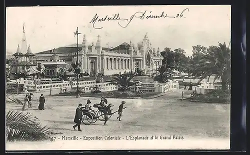 AK Marseille, Exposition Coloniale 1906, L`Esplanade et le Grand Palais