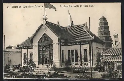 AK Marseille, Exposition coloniale 1906, Pavillon des Forèts de l` Indo - Chine