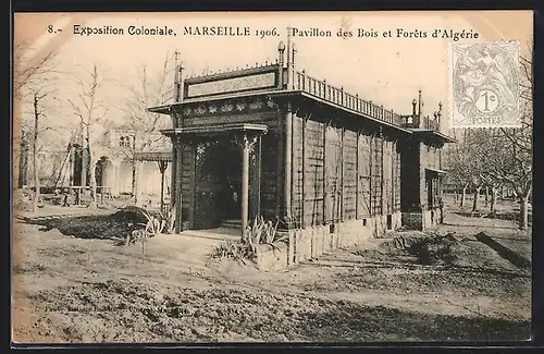 AK Marseille, Exposition Coloniale 1906, Pavillon des Bois et Forets d`Algerie