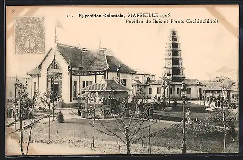 AK Marseille, Exposition Coloniale 1906, Pavillon de Bois et Forets Cochinchinois
