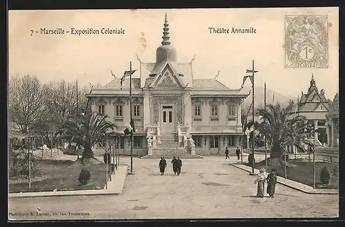 AK Marseille, Exposition Coloniale, Théâtre Annamite, Kolonial-Ausstellung