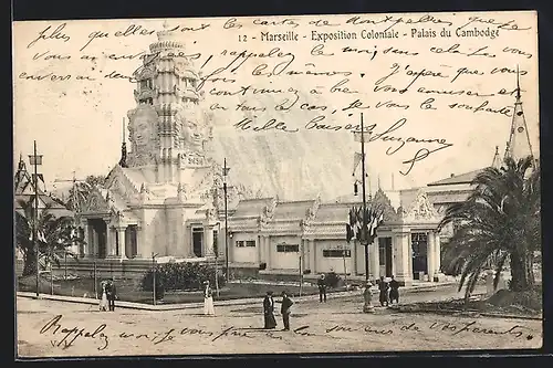 AK Marseille, Exposition Coloniale 1906, Palais du Cambodge, Ausstellung