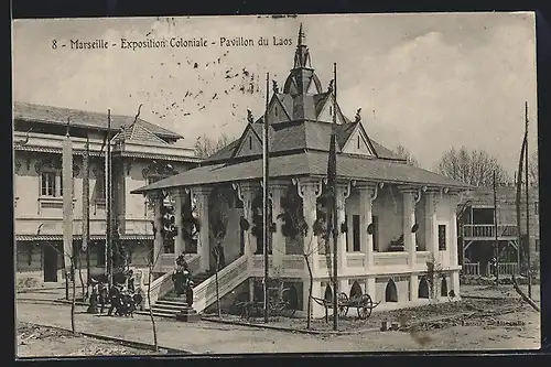 AK Marseille, Exposition coloniale 1906, Pavillon du Laos
