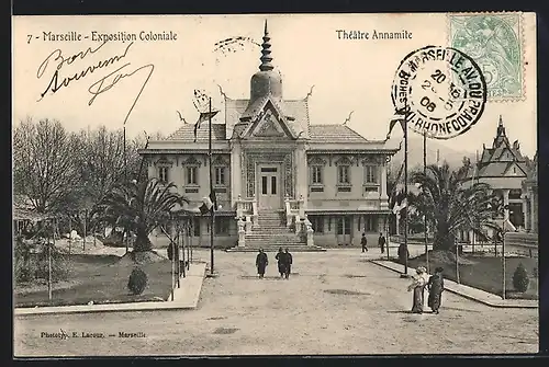 AK Marseille, Exposition Coloniale, Théâtre Annamite, Kolonial-Ausstellung