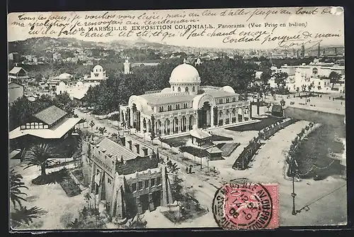 AK Marseille, Exposition coloniale 1906, Panorama - Vue prise en Ballon