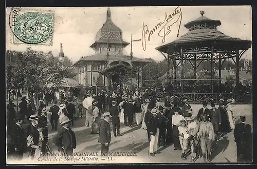 AK Marseille, Exposition coloniale 1906, Conzert de la Musique Militaire