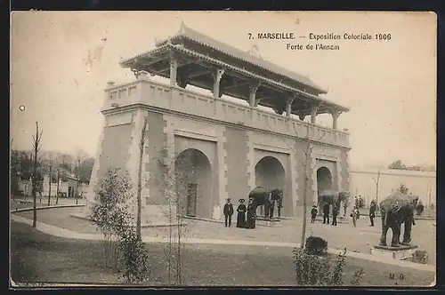 AK Marseille, Exposition Coloniale 1906, Porte de l`Annam