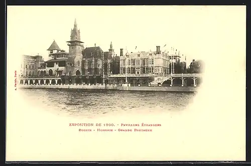 AK Paris, Exposition de 1900, Pavillons Entrangers, Bosnie - Hongie - Grande Bretagne