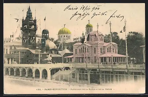 AK Paris, Exposition universelle de 1900, Pavillons de la Suède & de la Grèce