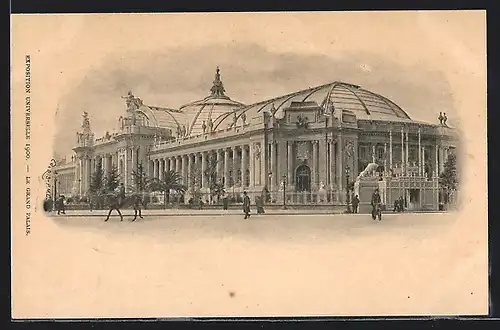 AK Paris, Exposition universelle de 1900, Ausstellungshalle mit Passanten