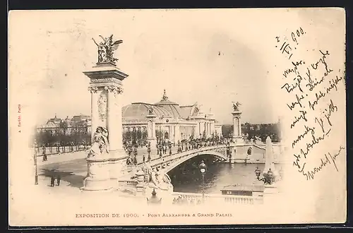 AK Paris, Exposition universelle de 1900, Pont Alexandre & Grand Palais