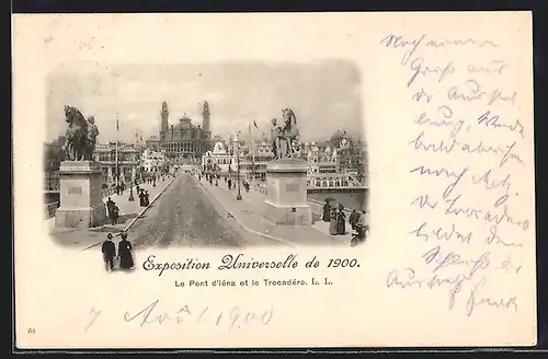 AK Paris, Exposition universelle de 1900, Le Pont et le Trocadéro