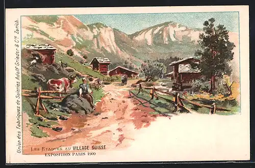 Künstler-AK Paris, Exposition universelle de 1900, Les Etables au Village Suisse