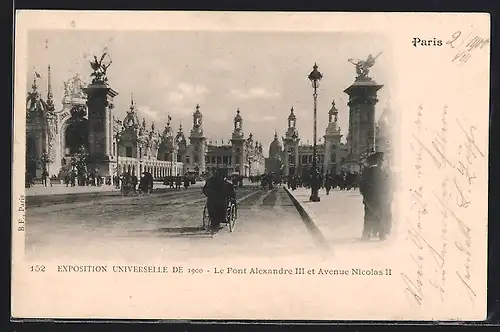AK Paris, Exposition universelle de 1900, Le Pont Alexandre III et Avenue Nicolas II