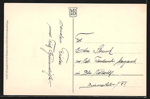 Künstler-AK Meissner & Buch (M&B) Nr. 2573: Schale mit Tulpen, Geburtstagsgruss