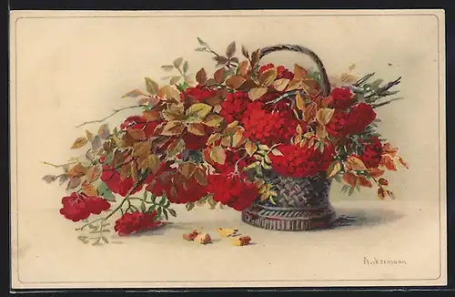 Künstler-AK sign. Ankermann: Herbstliches Gesteck