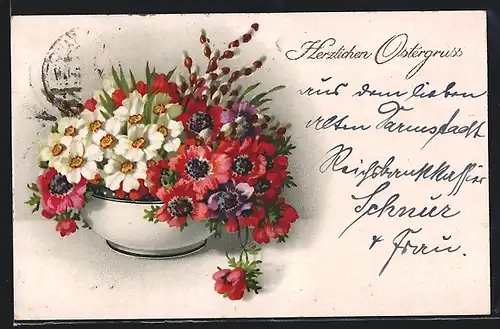 Künstler-AK Meissner & Buch (M&B) Nr. 2509: Blumenschale, Ostergruss